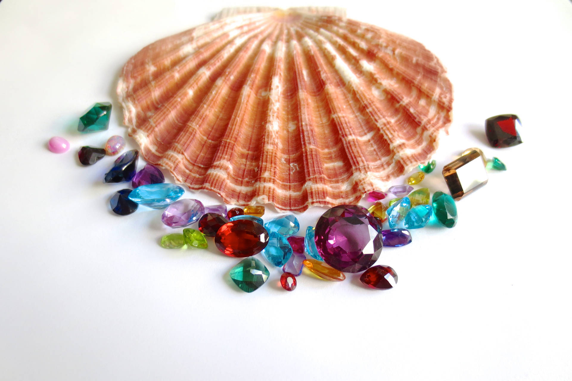 Scallops Shell With Gems Wallpaper