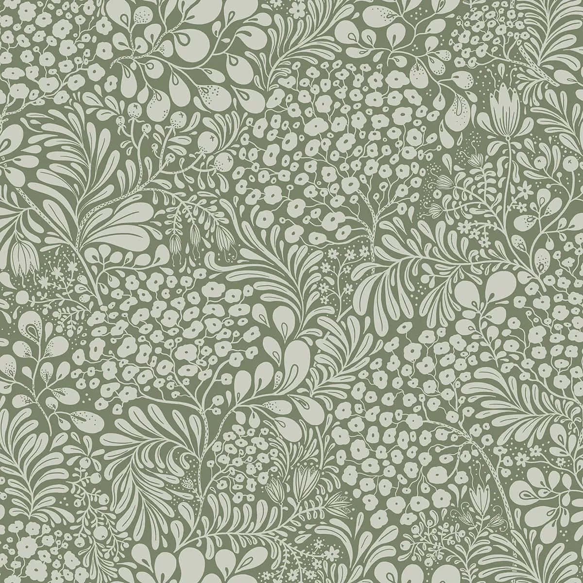 Scandinavian Floral Pattern Green Wallpaper