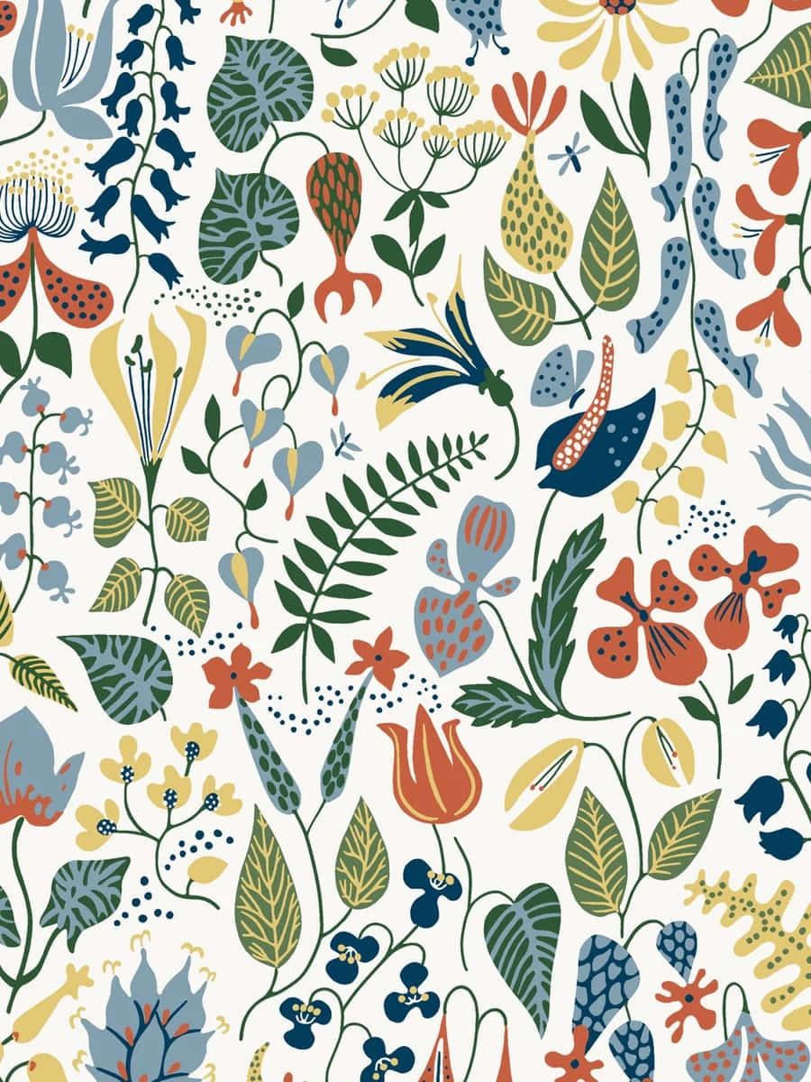 Scandinavian Floral Pattern Wallpaper