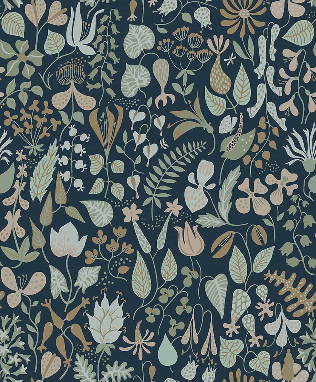 Scandinavian Floral Pattern Wallpaper
