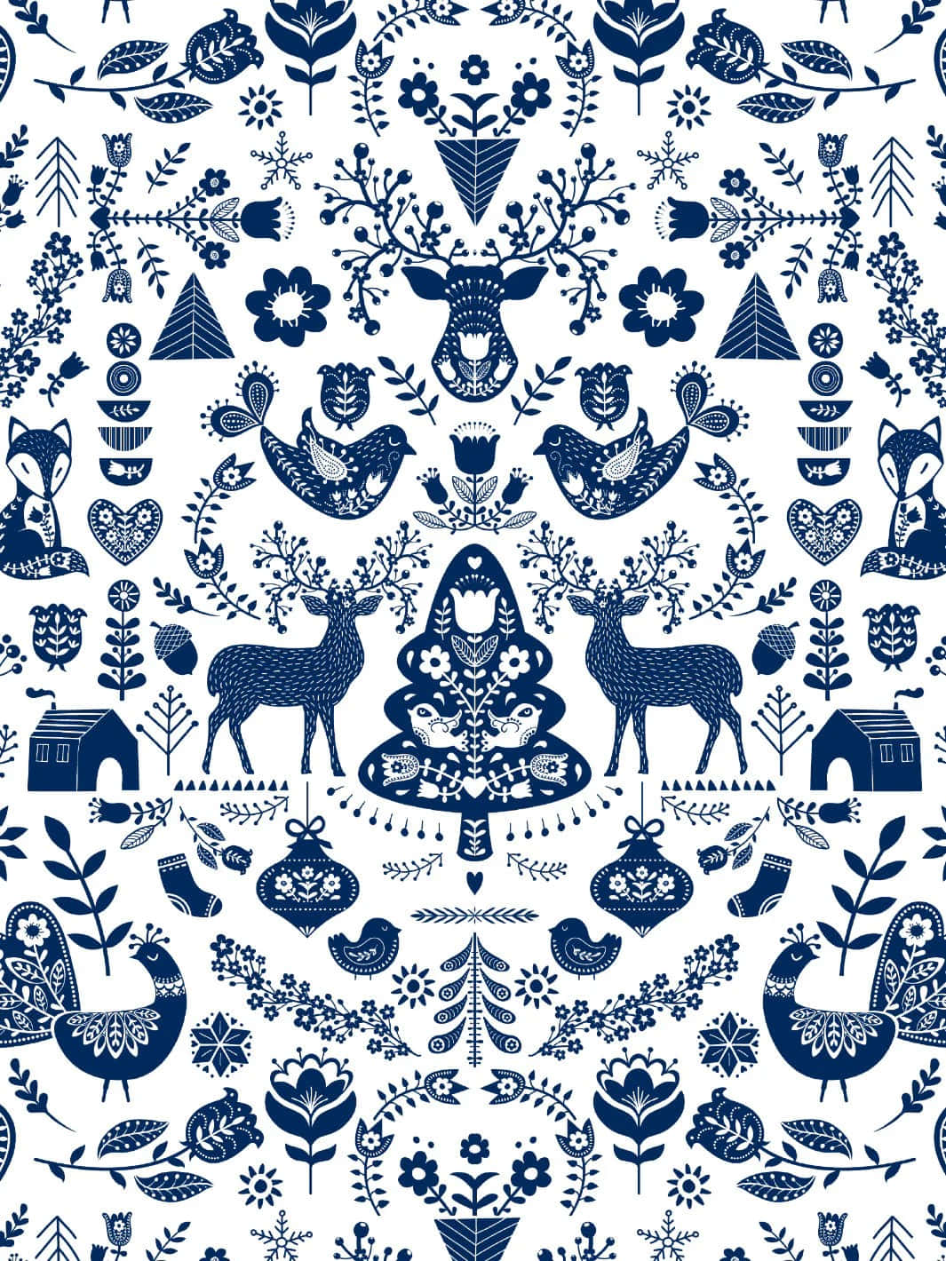 Scandinavian Folk Art Pattern Wallpaper