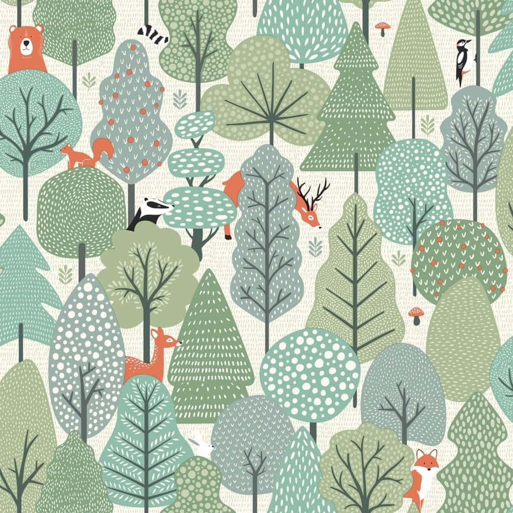 Scandinavian Forest Pattern Wallpaper