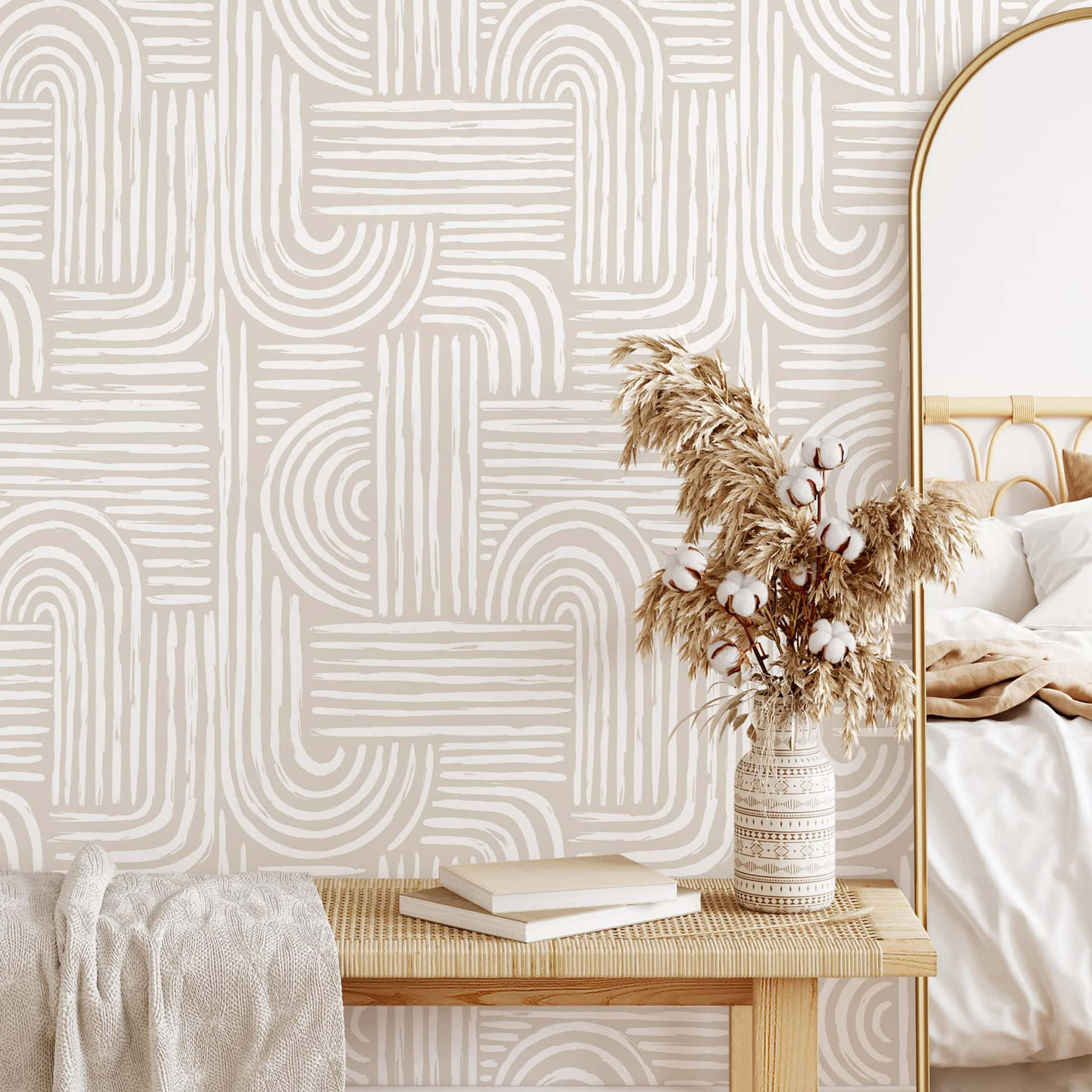 Scandinavian Style Bedroom Interior Wallpaper