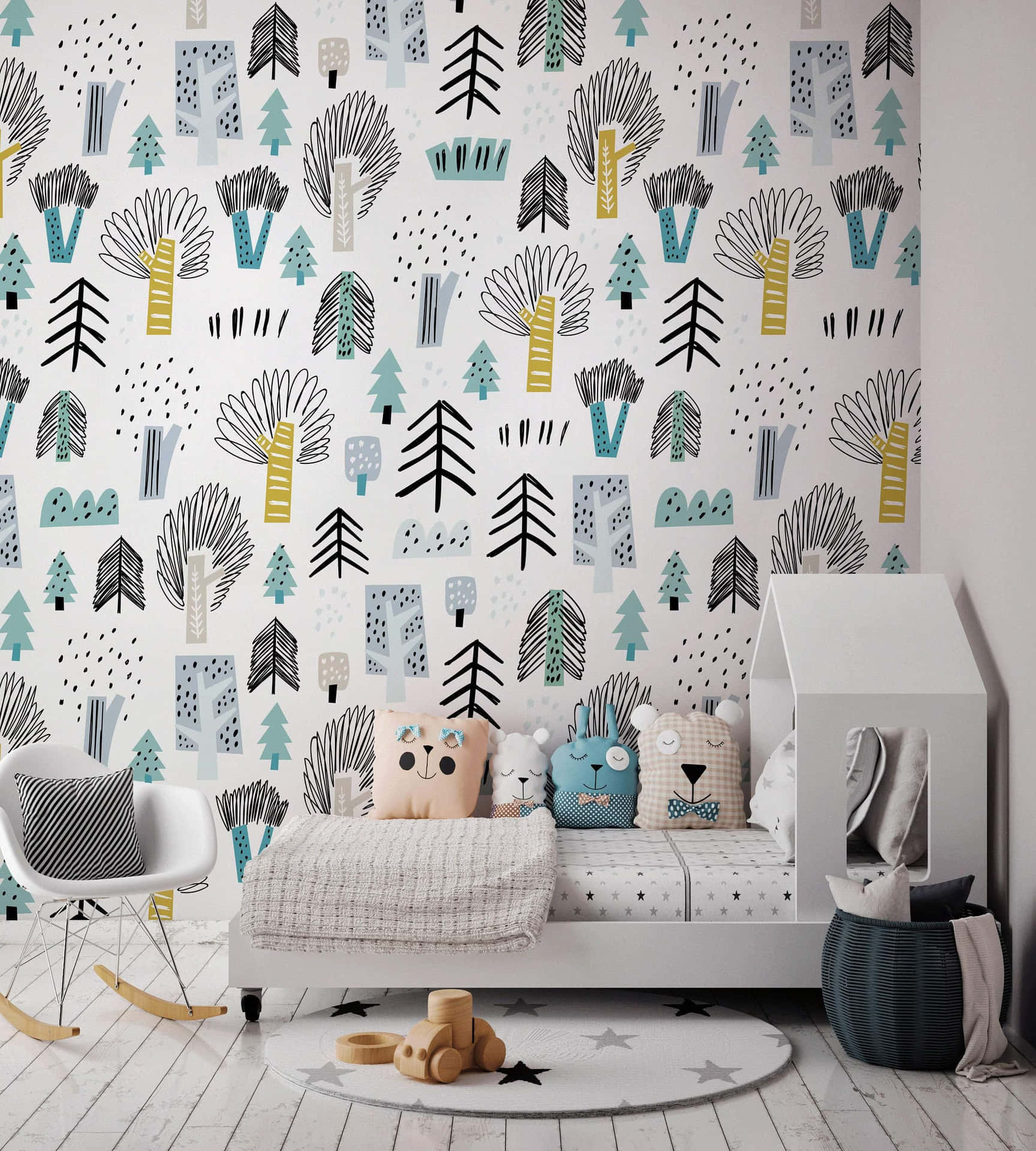 Scandinavian Style Childrens Room Decor Wallpaper