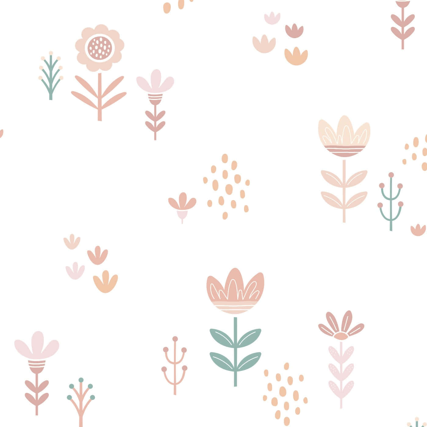 Scandinavian Style Floral Pattern Wallpaper