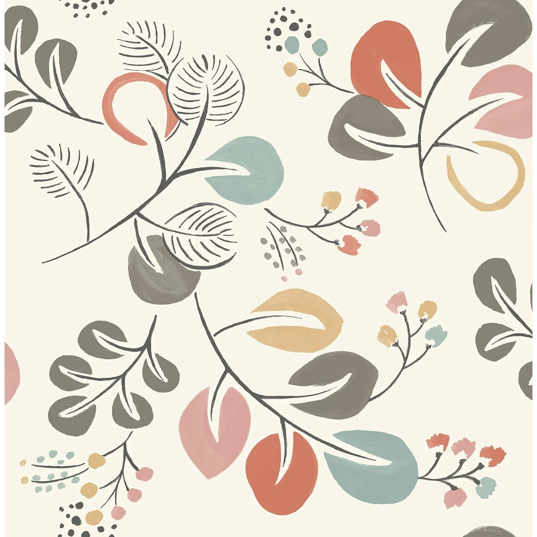 Scandinavian Style Floral Pattern Wallpaper
