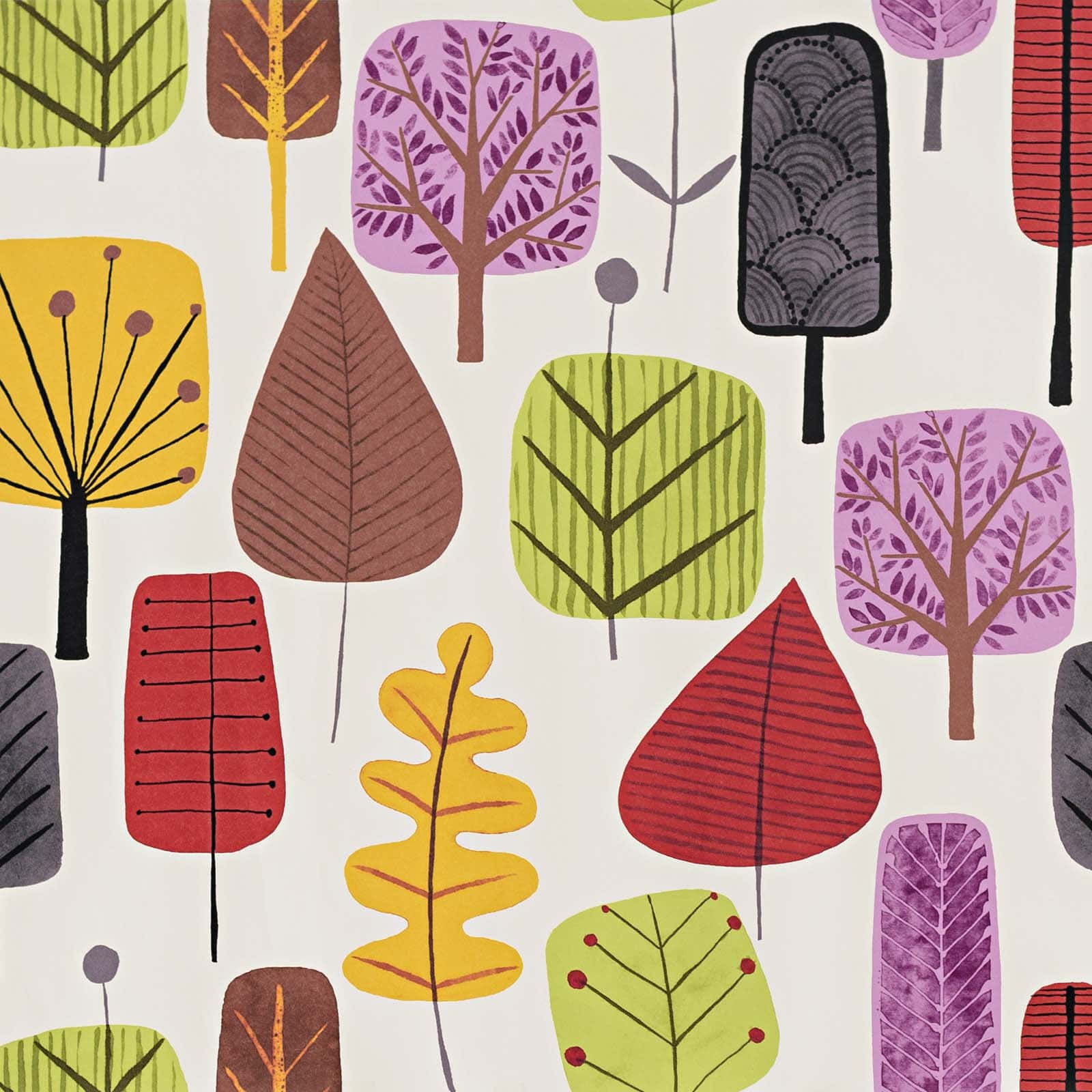 Scandinavian Style Leaf Pattern Wallpaper