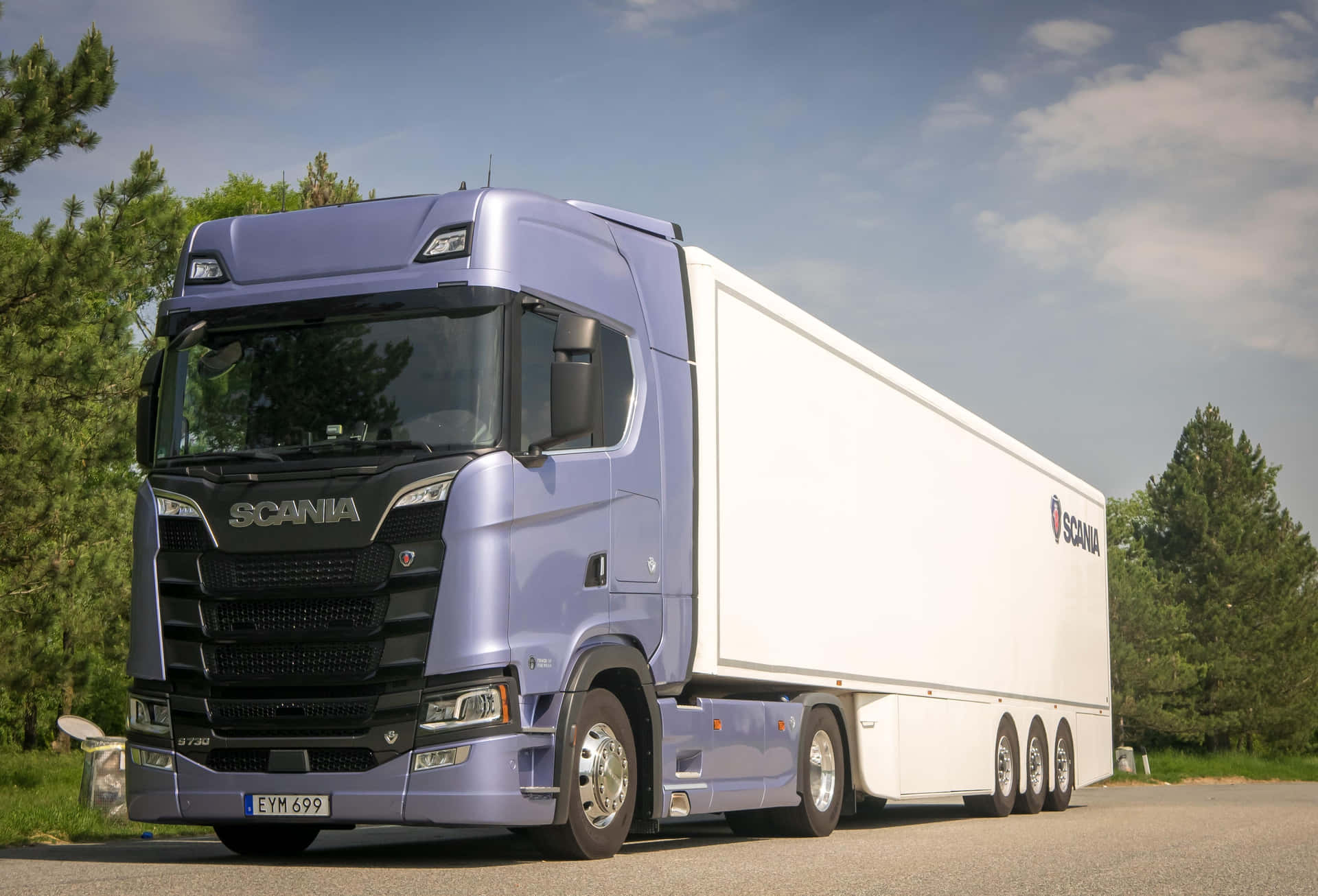 Scania Semi Truckon Roadside Wallpaper