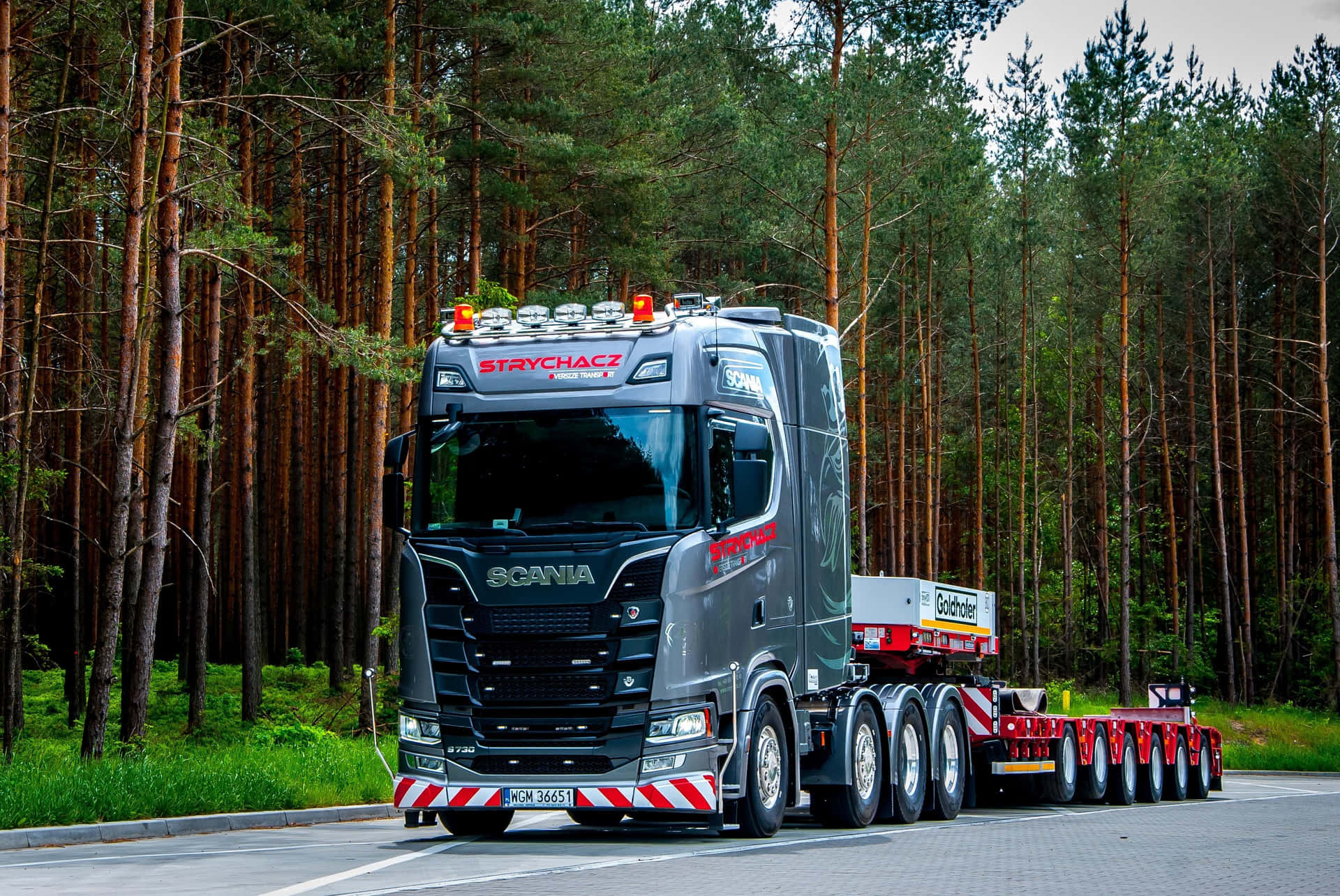 Scania Semi Truckon Roadside Wallpaper