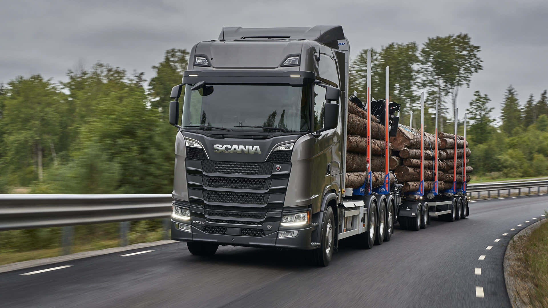 Scania Truck Transporting Timber Wallpaper