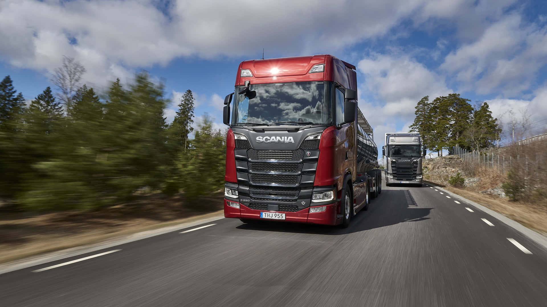 Scania Trucks On The Road Wallpaper