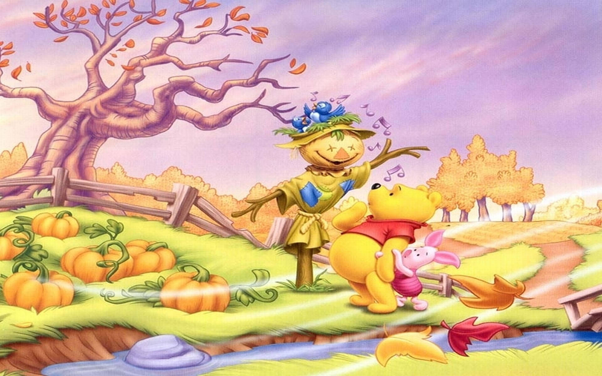 Scarecrow And Disney Winnie The Pooh Background