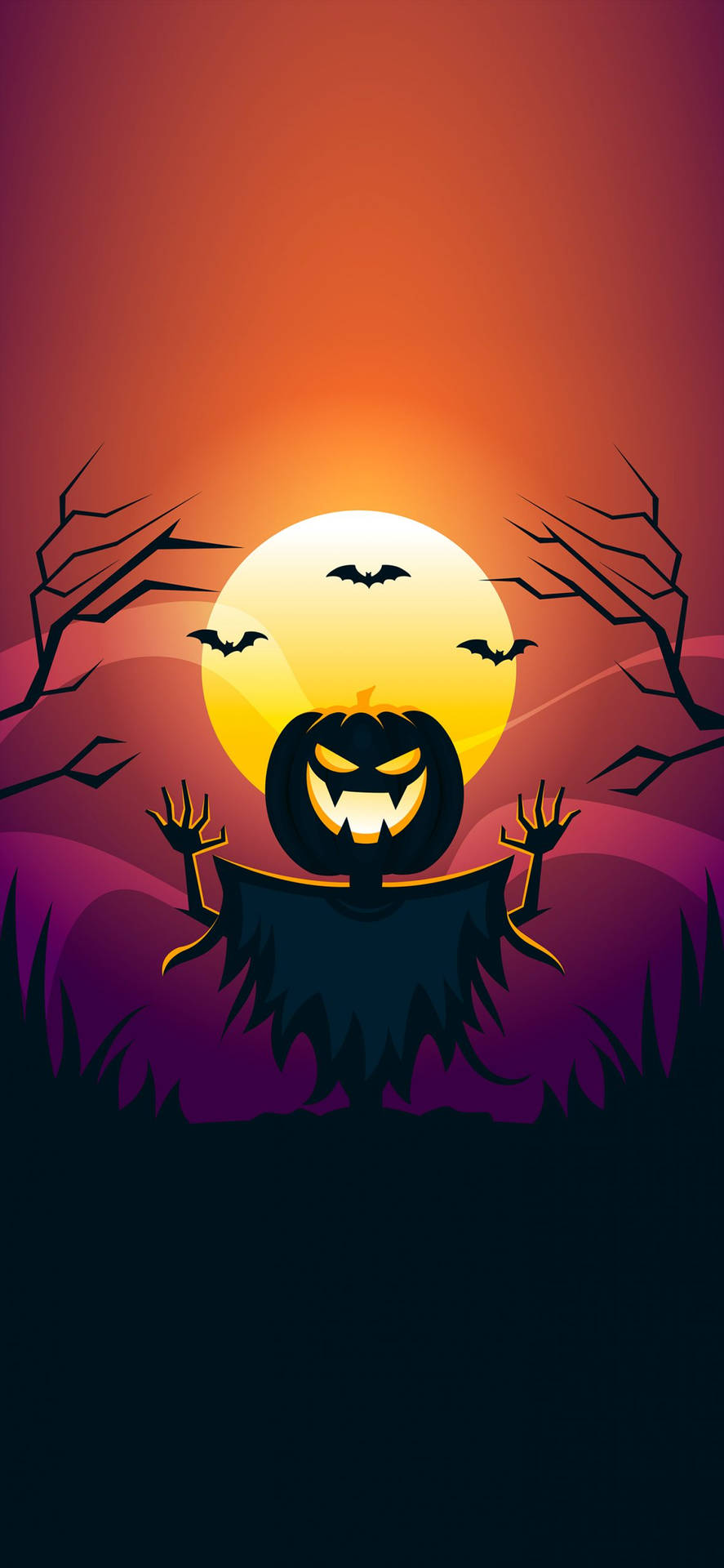 Scarecrow Full Moon Halloween Iphone Wallpaper