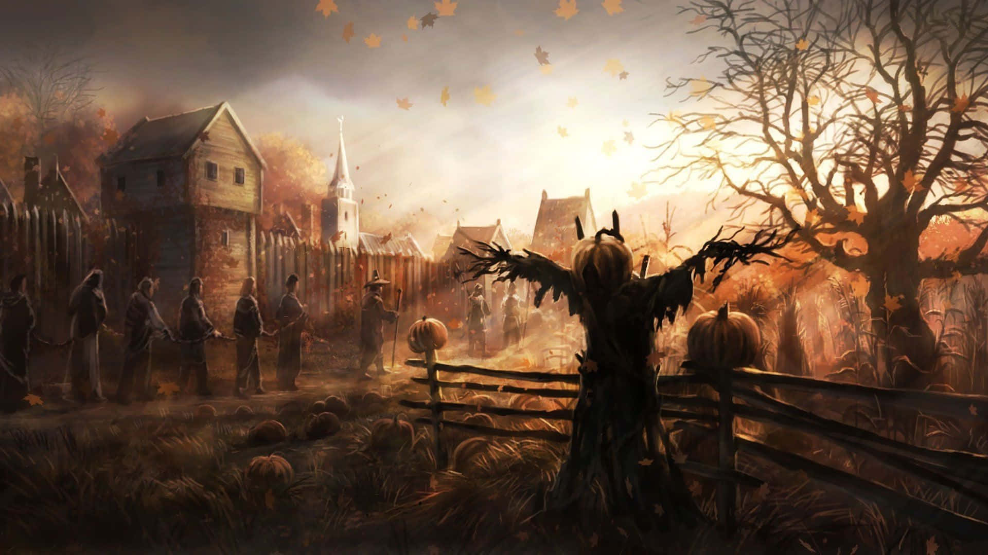 A Scarecrow's Autumnal View. Wallpaper