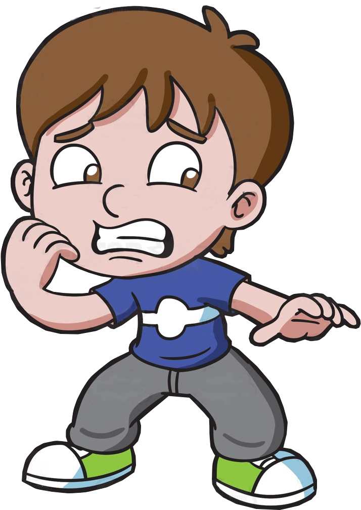 Scared Boy Cartoon Character PNG
