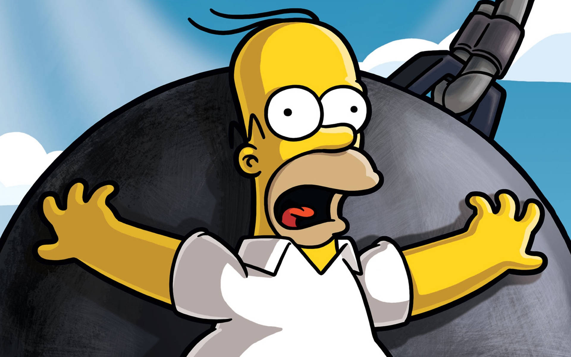 Skræmt Homer Simpsons Fra Simpsons Film Scene. Wallpaper
