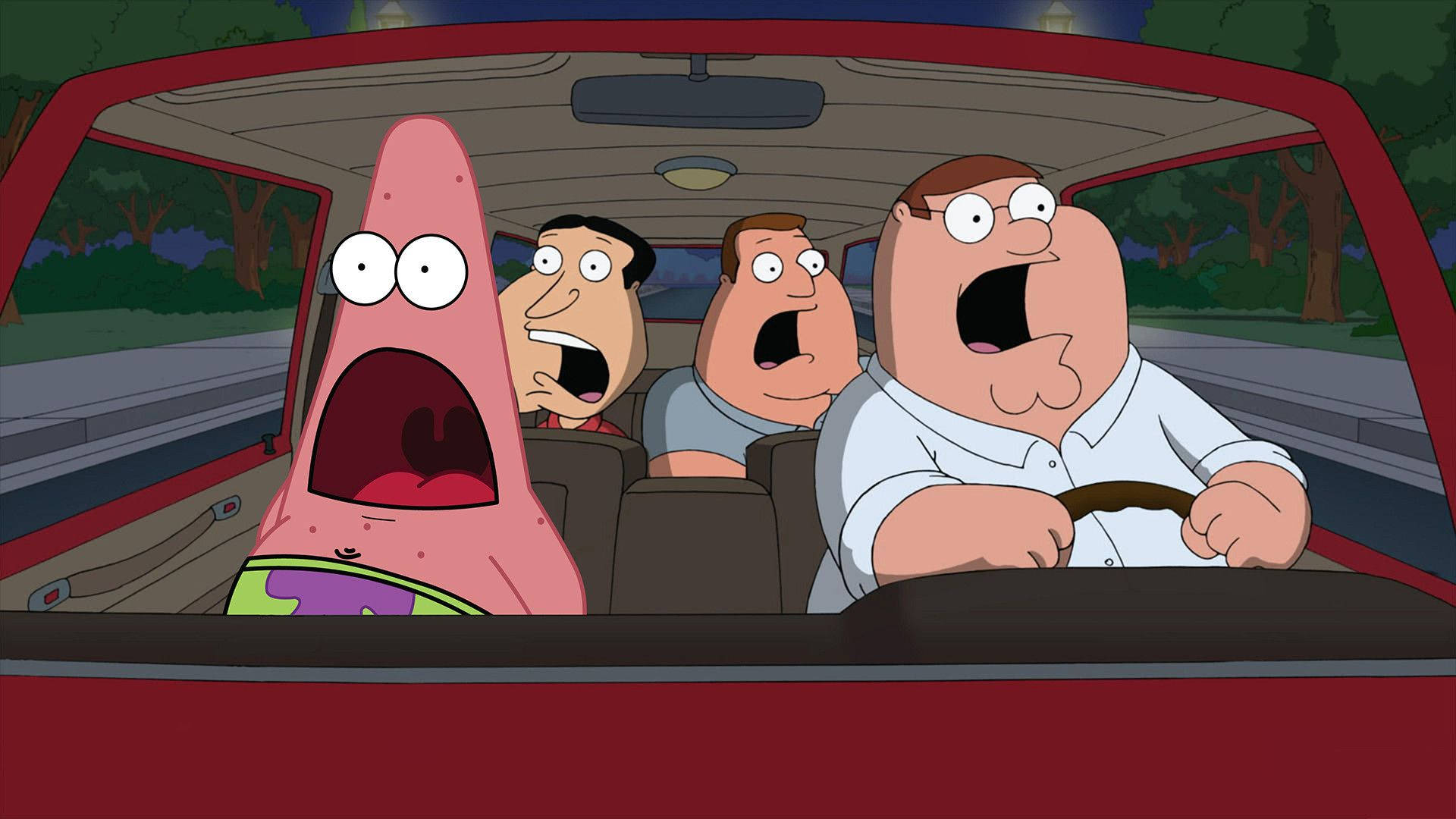 Scared Peter Griffin In Car Wallpaper