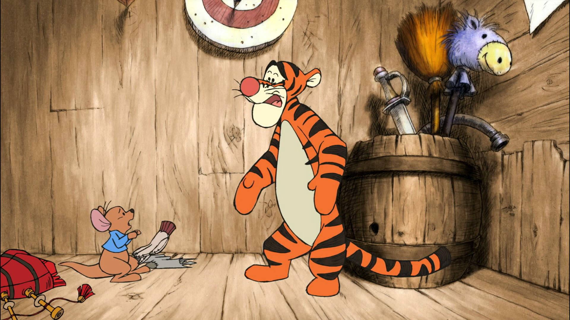 Scared Tigger And Roo Wallpaper