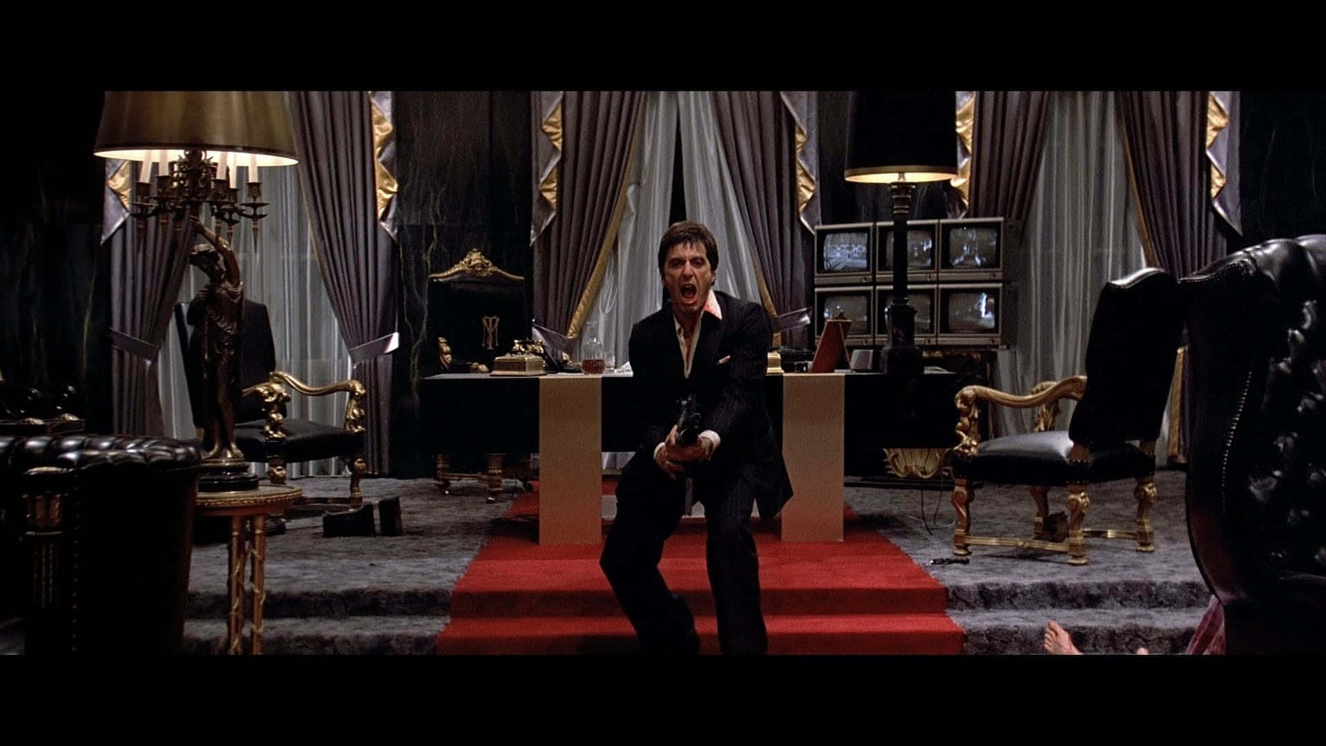 Tony Montana in the Iconic Moment of Power