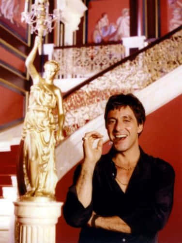 Tony Montana rises to power in the iconic scene from Scarface