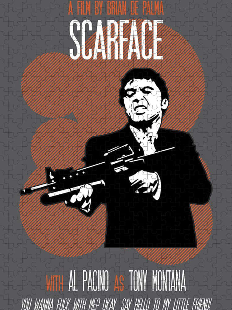 Iconic Scarface movie character with intense gaze