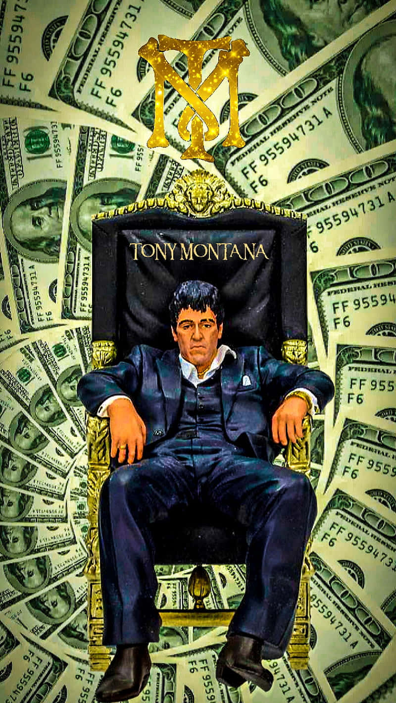 A Man Sitting On A Chair With Money On It Wallpaper