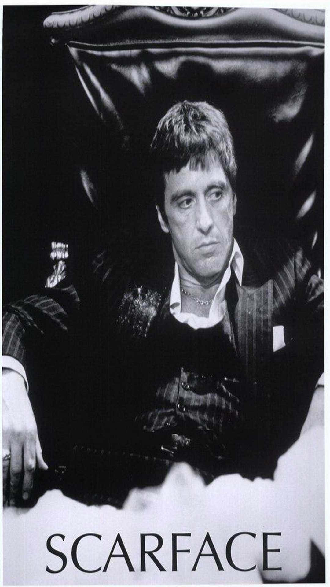 Scarface In His Leather Chair IPhone Wallpaper