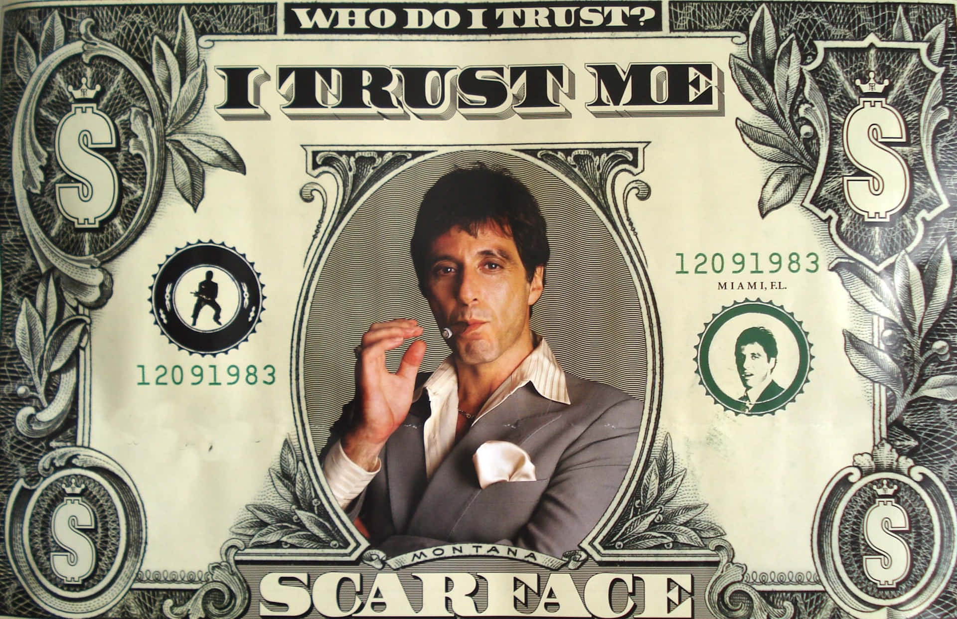 Tony Montana, influential and notorious protagonist of Scarface.