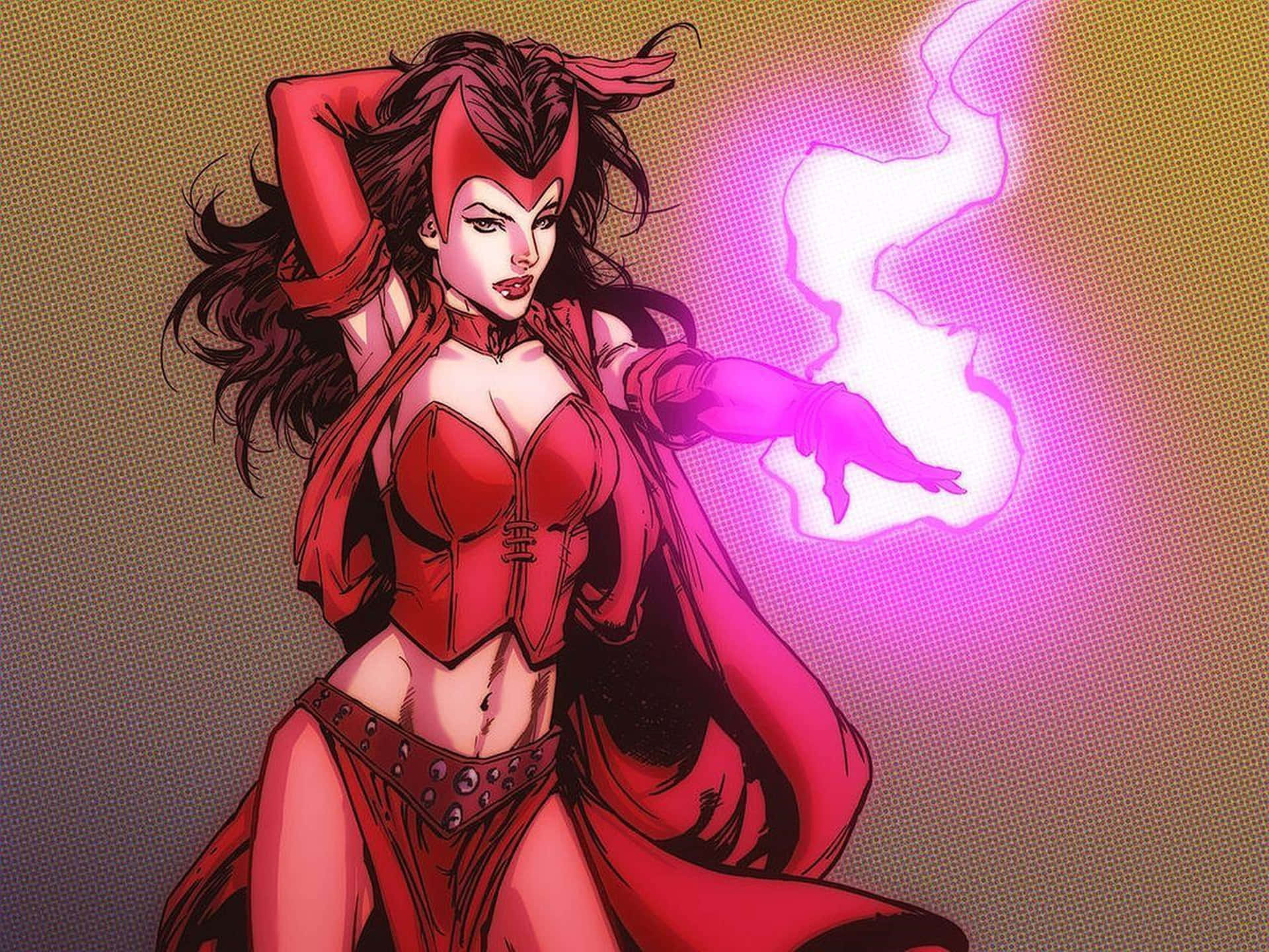 Scarlet Witch kaster en stærk magisk formular. Wallpaper