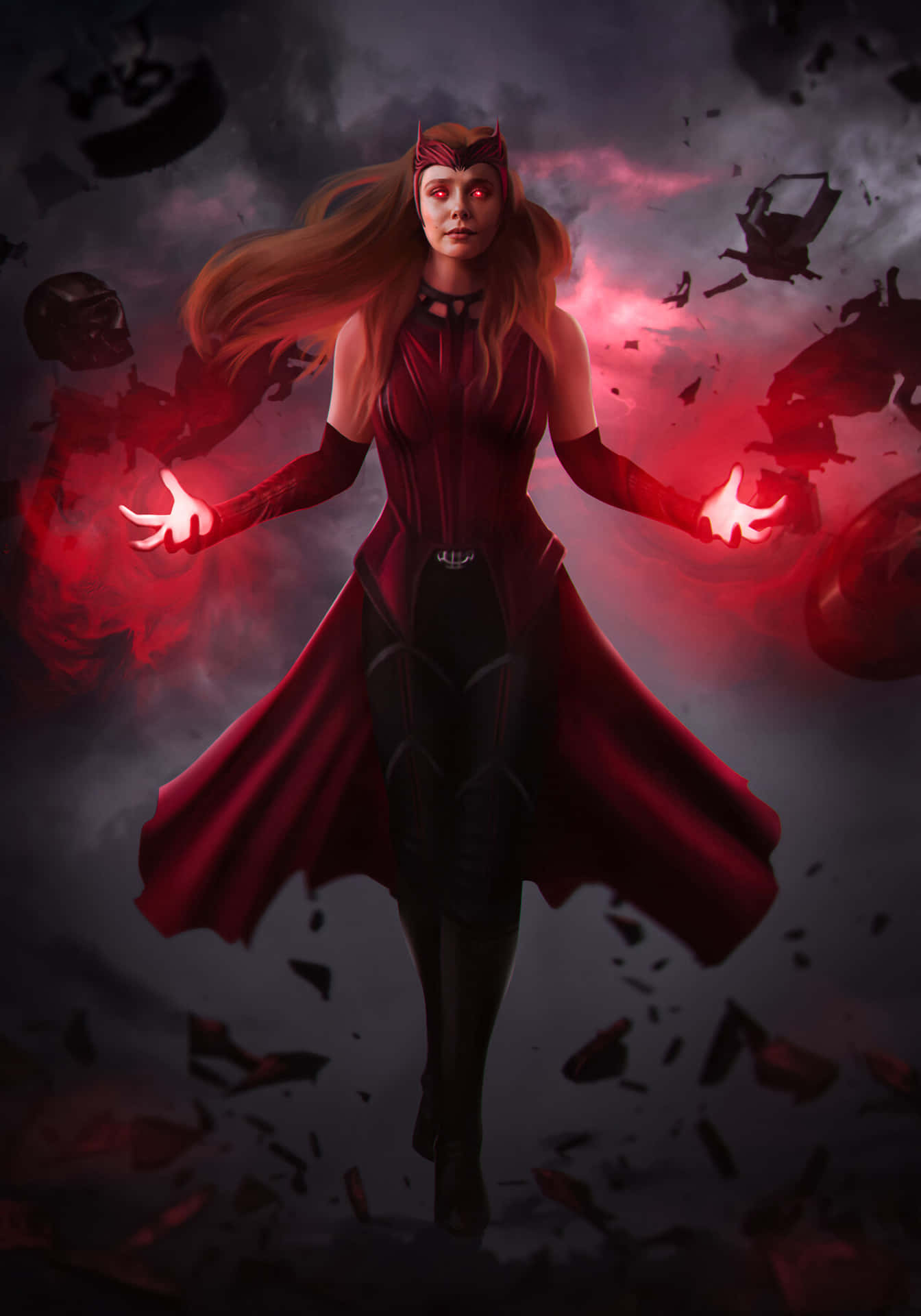 Scarlet Witch 8k Flydende Bokeh Baggrundsbillede Wallpaper