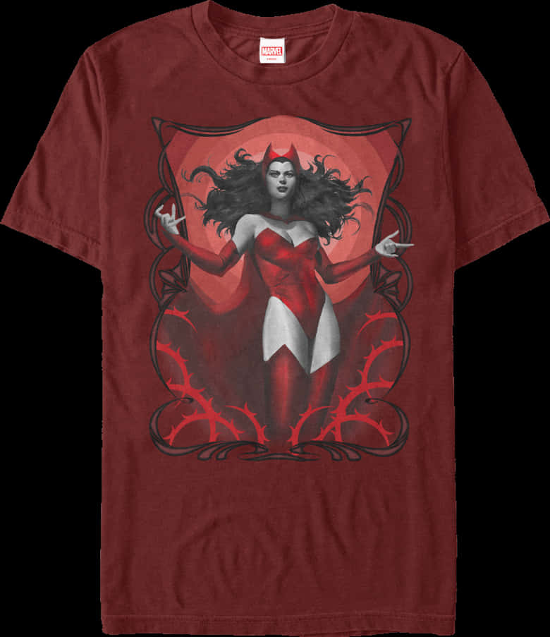 Scarlet Witch Red Tshirt Design PNG