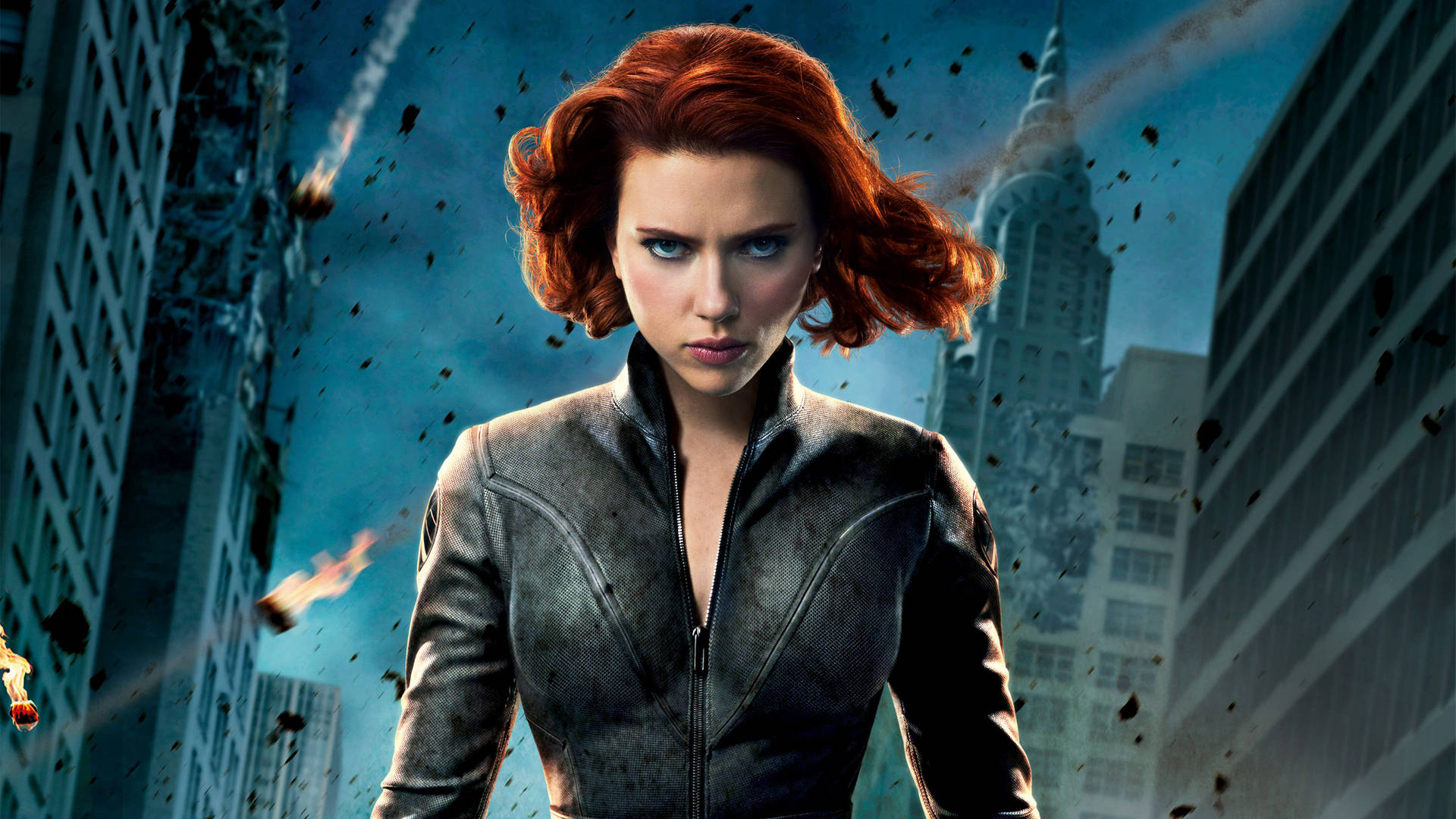 Scarlett Johansson as Black Widow, the powerful Marvel superhero Wallpaper