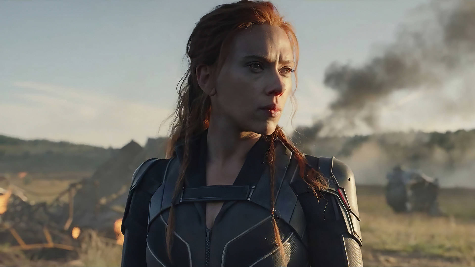 Scarlett Johansson som Marvels Black Widow pryder denne tapet. Wallpaper