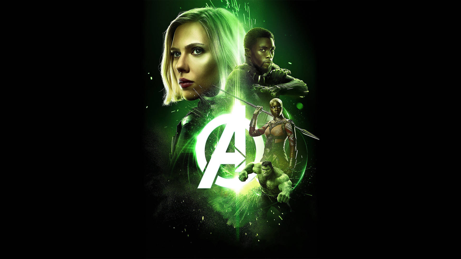 Scarlett Johansson Green Tema Plakat Som Black Widow Wallpaper
