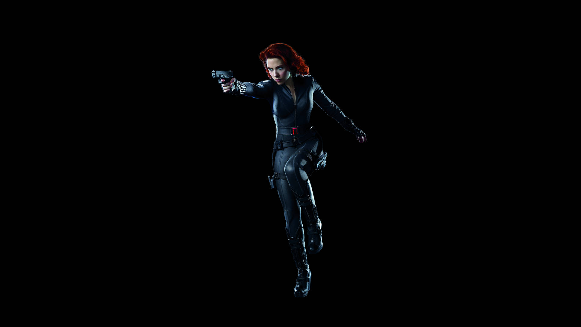 Scarlett Johansson As Black Widow Plain Black Desktop Wallpaper