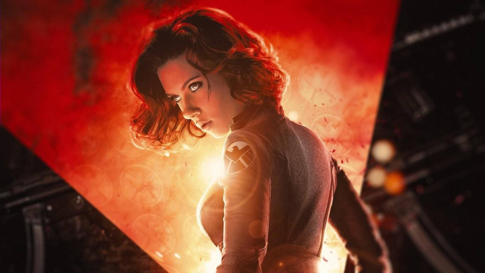 Scarlett Johansson as Black Widow in Action Wallpaper