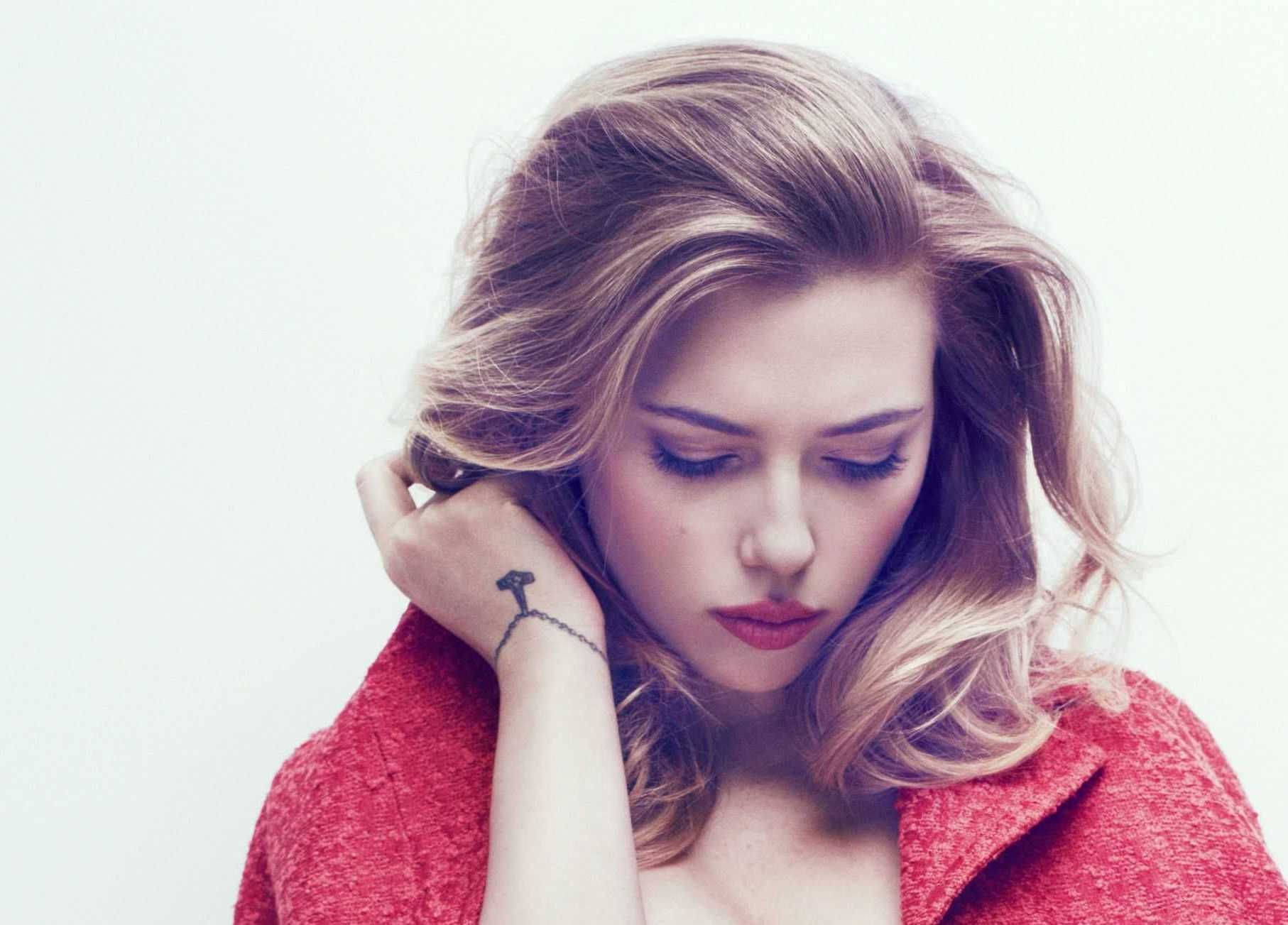 Scarlett Johansson Demure Red Jacket