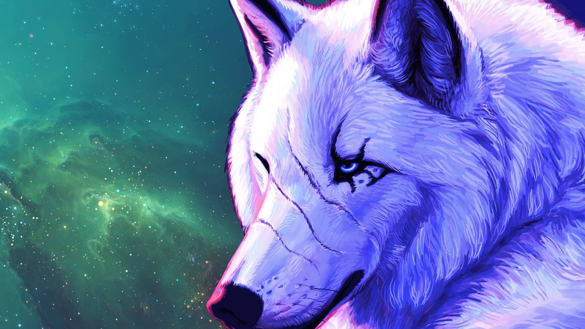 Scarred Galaxy Wolf Fantasy Wallpaper