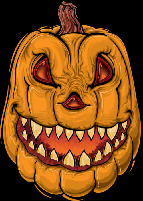 Scary Carved Pumpkin Face PNG