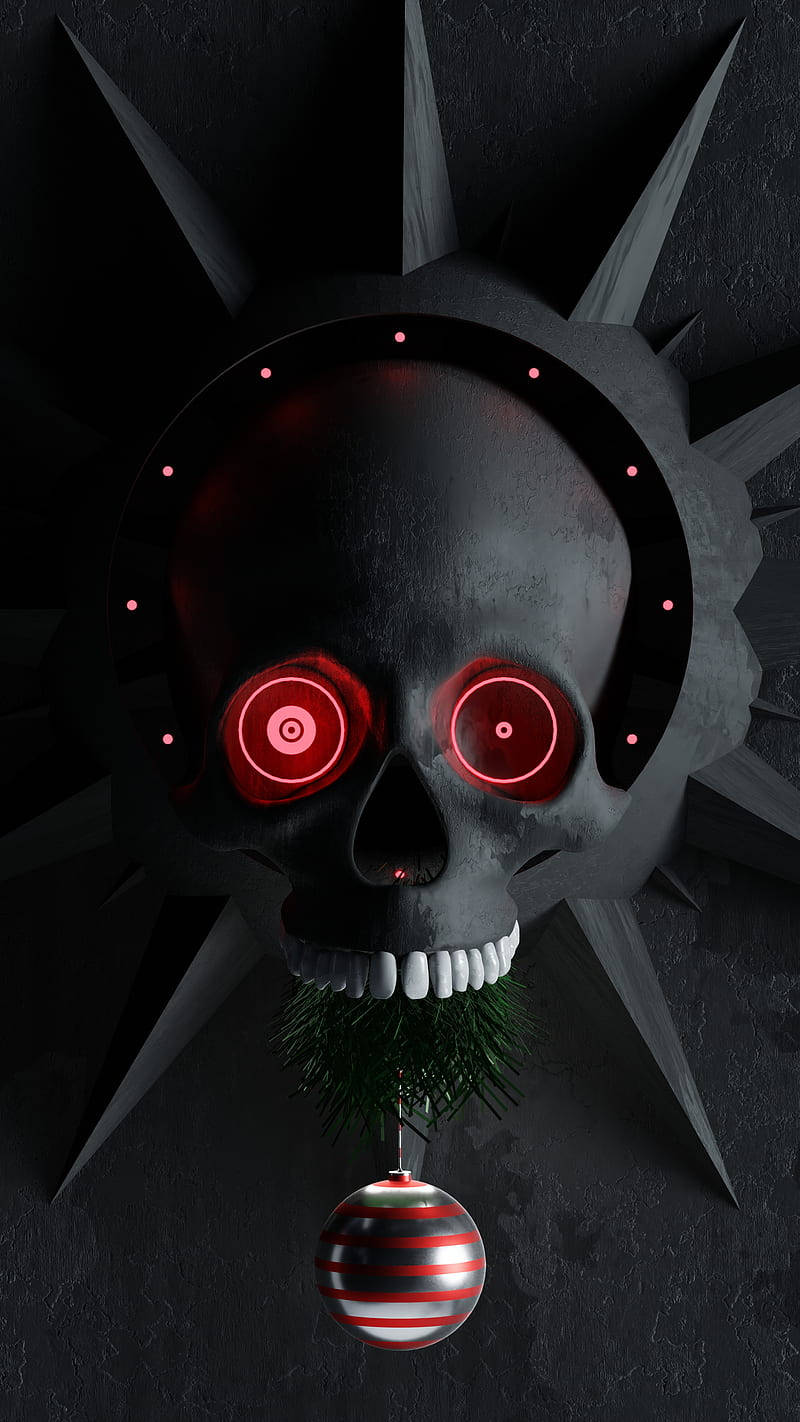 Scary Christmas With A Skull Ornament Wallpaper