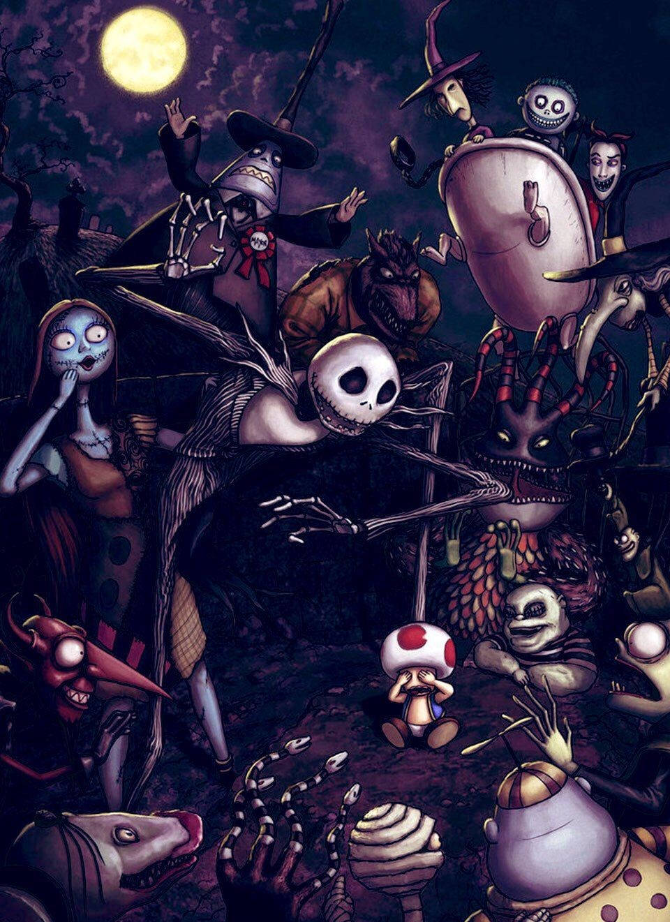 Scary Christmas In Halloween Town Wallpaper