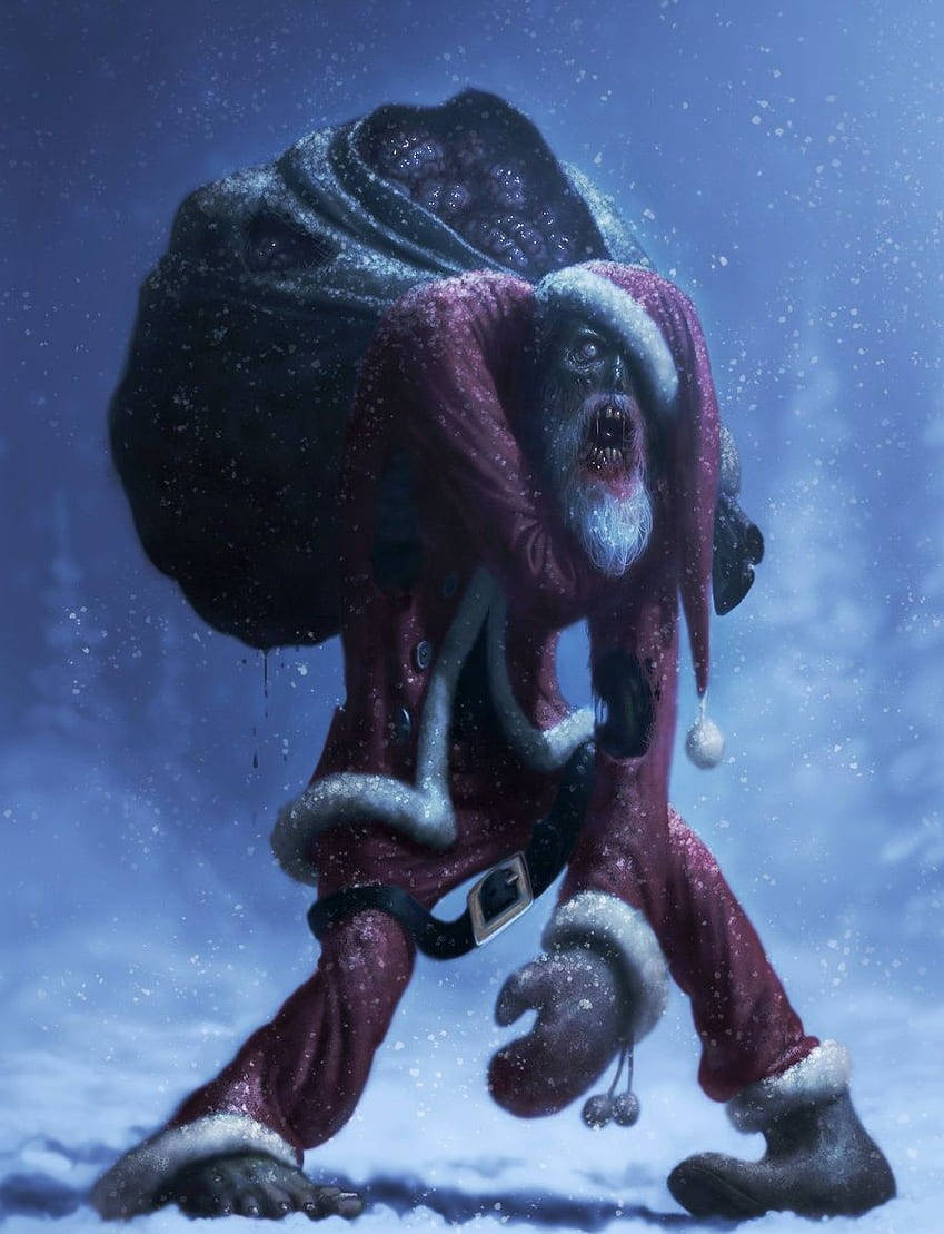 Zombie Santa Travelling For Scary Christmas Wallpaper