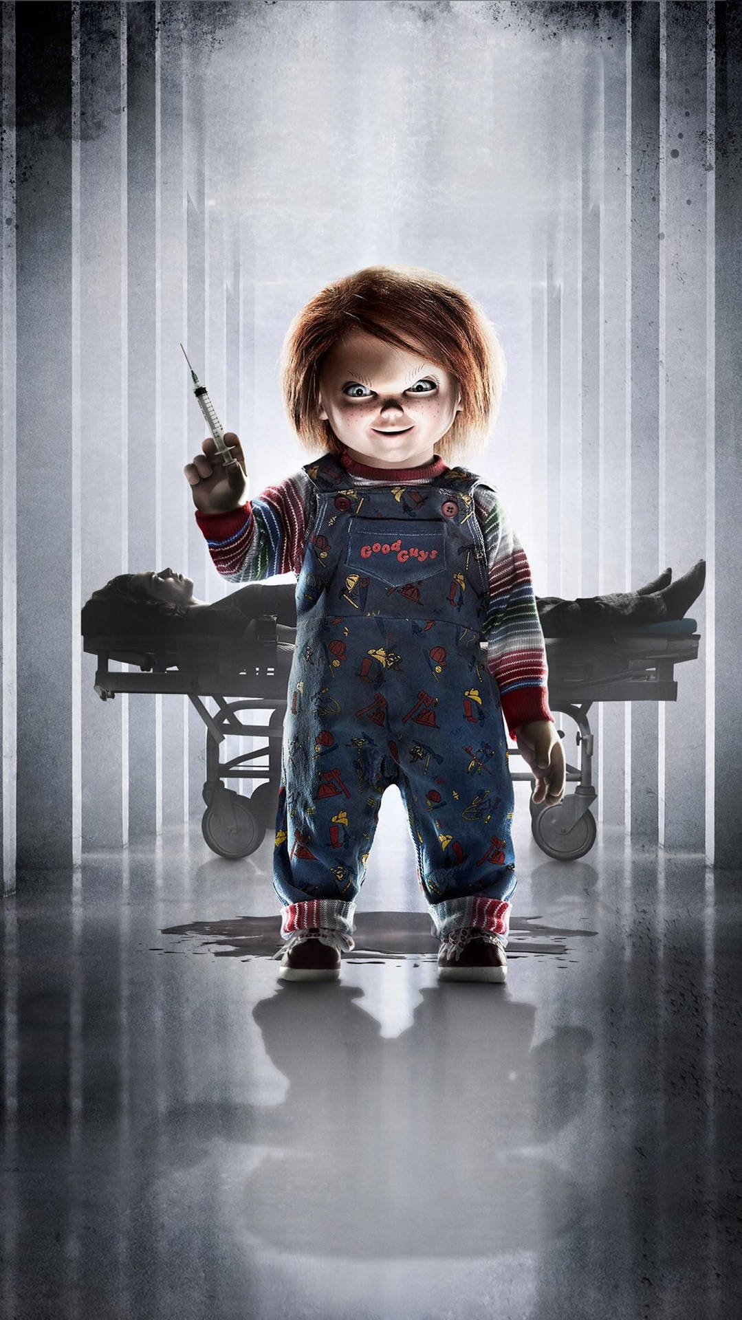 Scary Chucky Holding Injection Wallpaper