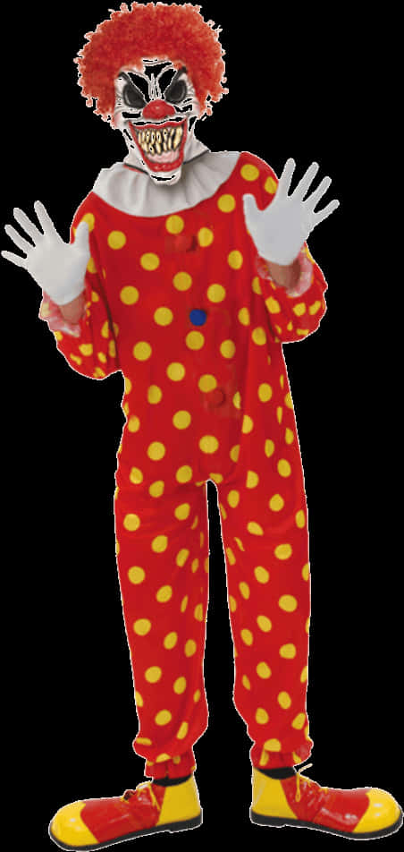 Scary Clown Costume Red Yellow Polka Dots PNG