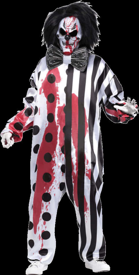 Scary Clown Costumewith Blood Stains PNG