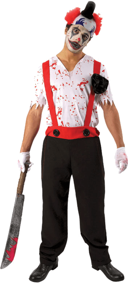 Scary Clown With Bloody Knife PNG