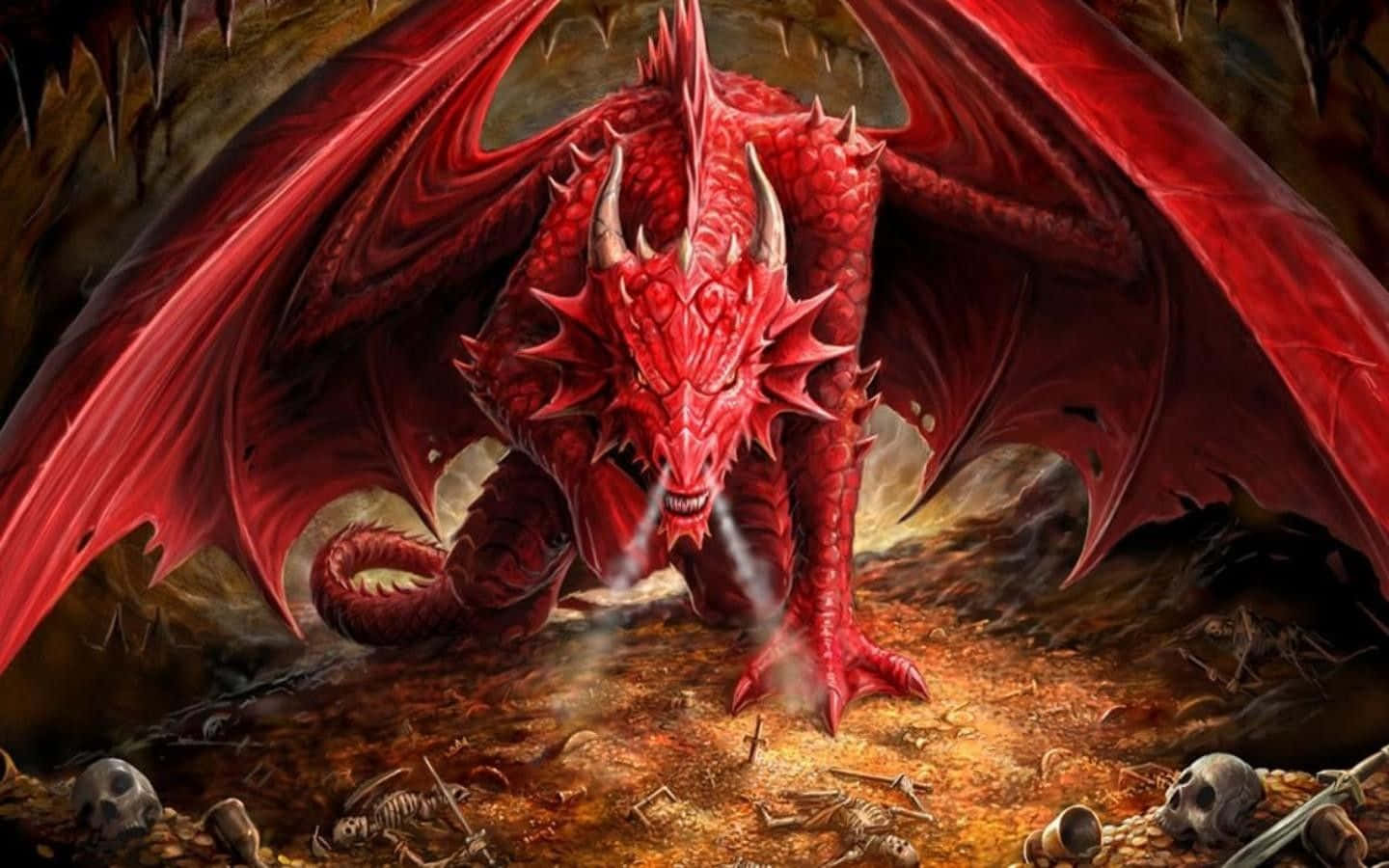 Red And Scary Dragon Wallpaper