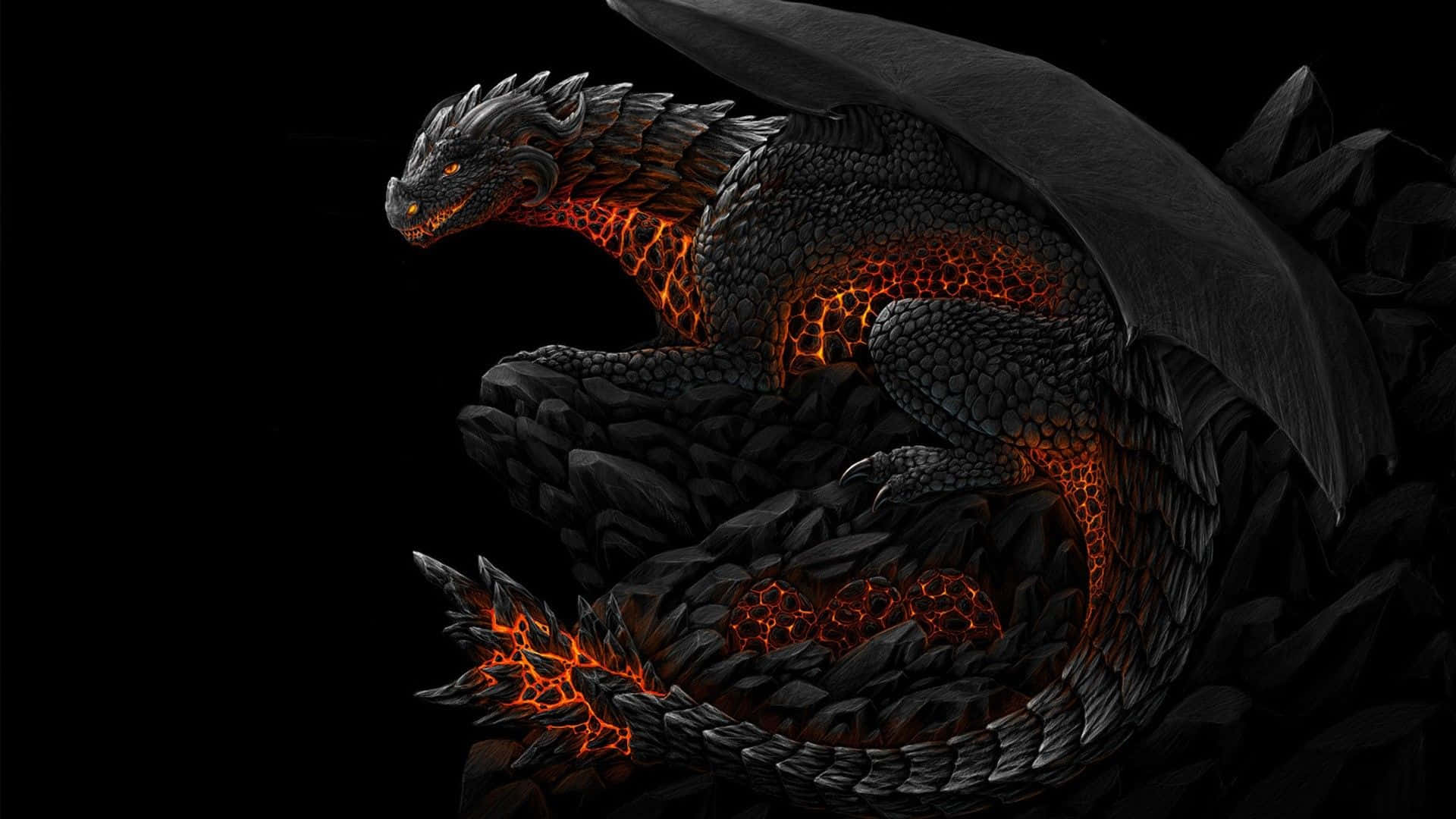 Black Scary Dragon Wallpaper