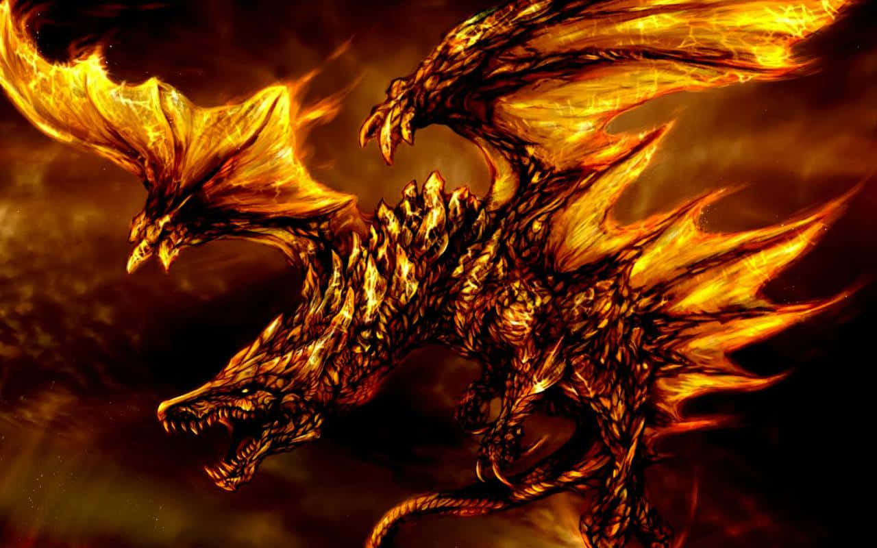 Fiery And Golden Scary Dragon Wallpaper