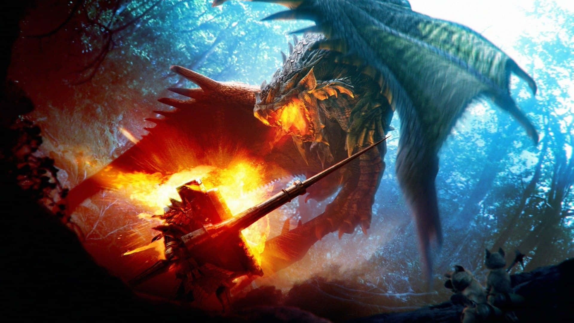 Scary Dragon Blowing Fire Wallpaper
